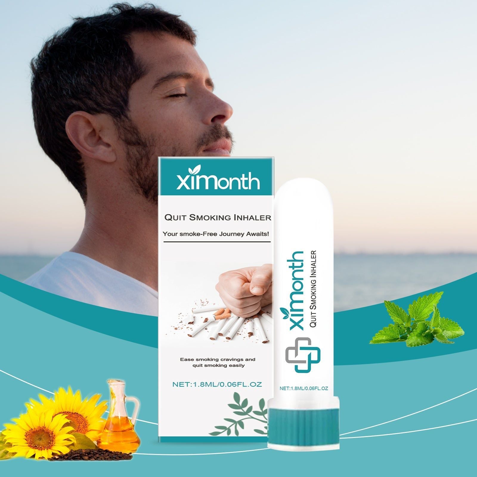 Body Care Nasal Inhaler, Quit Smoking Relief, Stress Relief, Fresh Mint Breath ,1.8ml