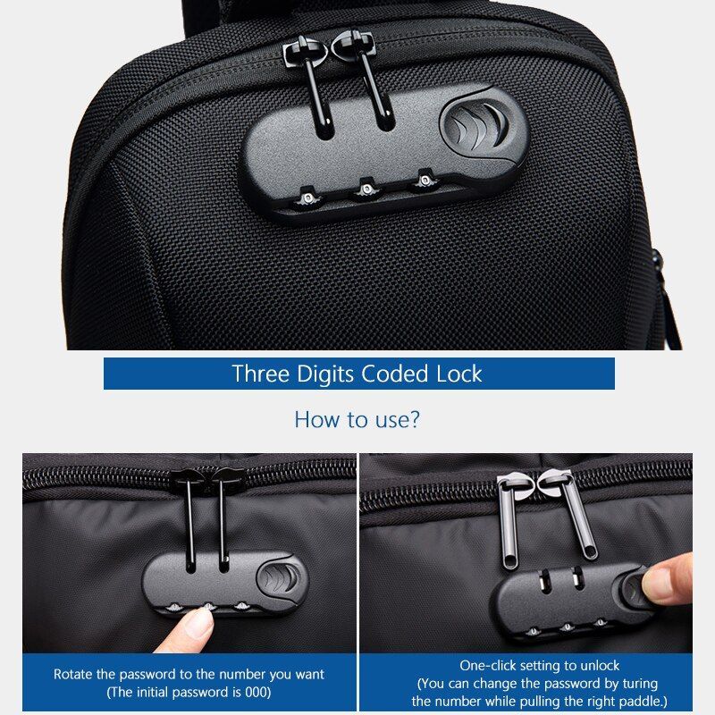 Men Crossbody Bag Anti Theft Shoulder Messenger Bag Waterproof Chest Backpack