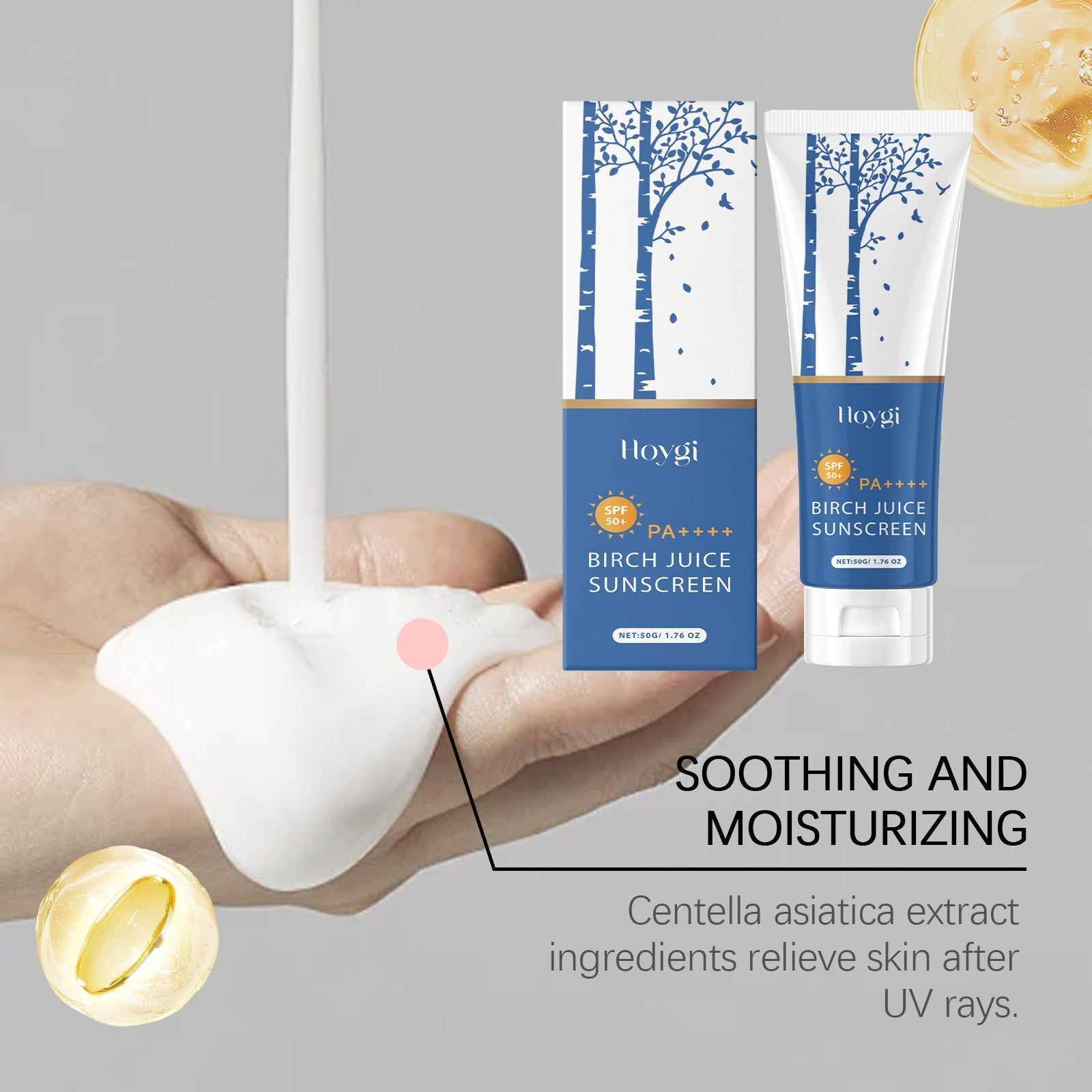 Birch Juice Oil Control Cream, Moisturize Skin, UV Protection, Non-Sticky, Outdoor Sunscreen ,50g