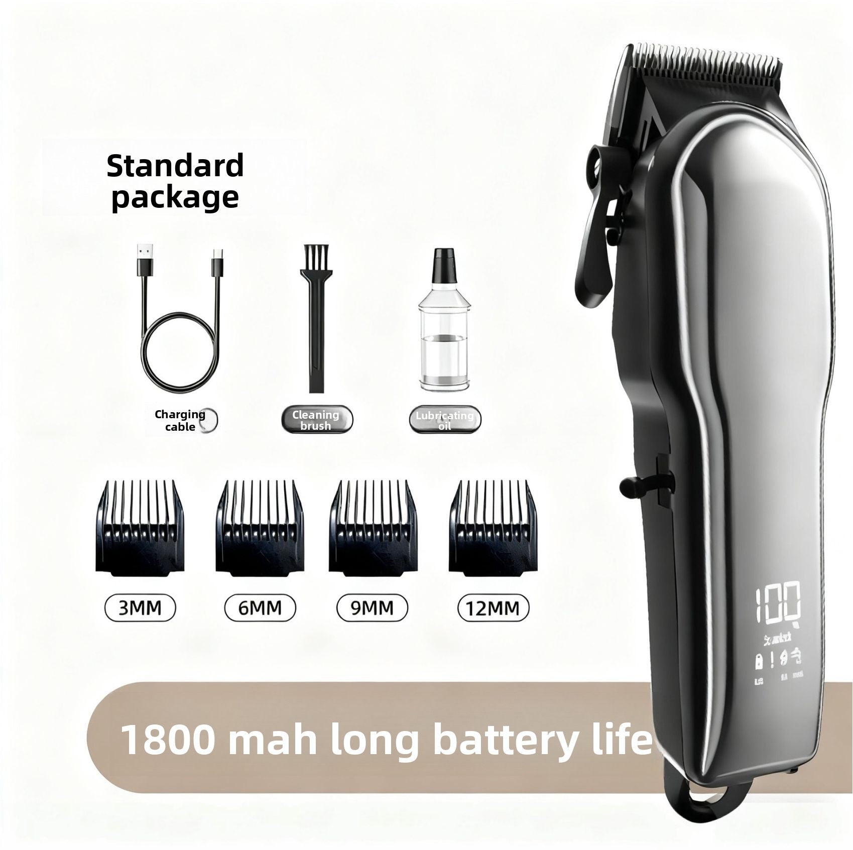 Pet Hair Clipper with LCD Display, USB Rechargeable