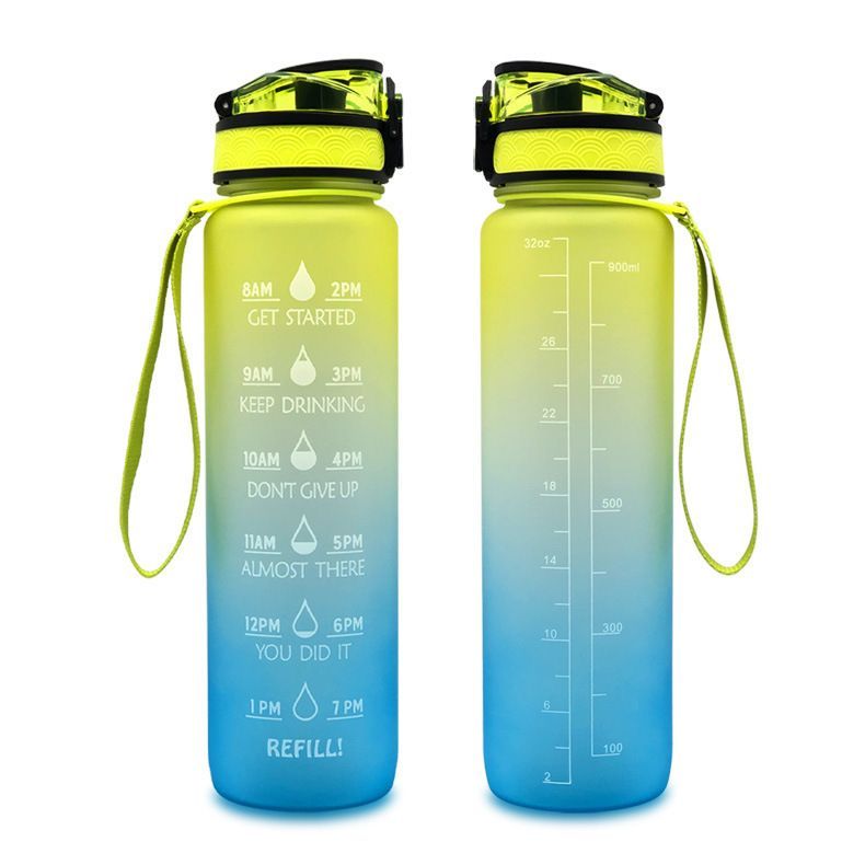 Sports Water Bottle With Time Marker BPA Free Water Jug 1000ml