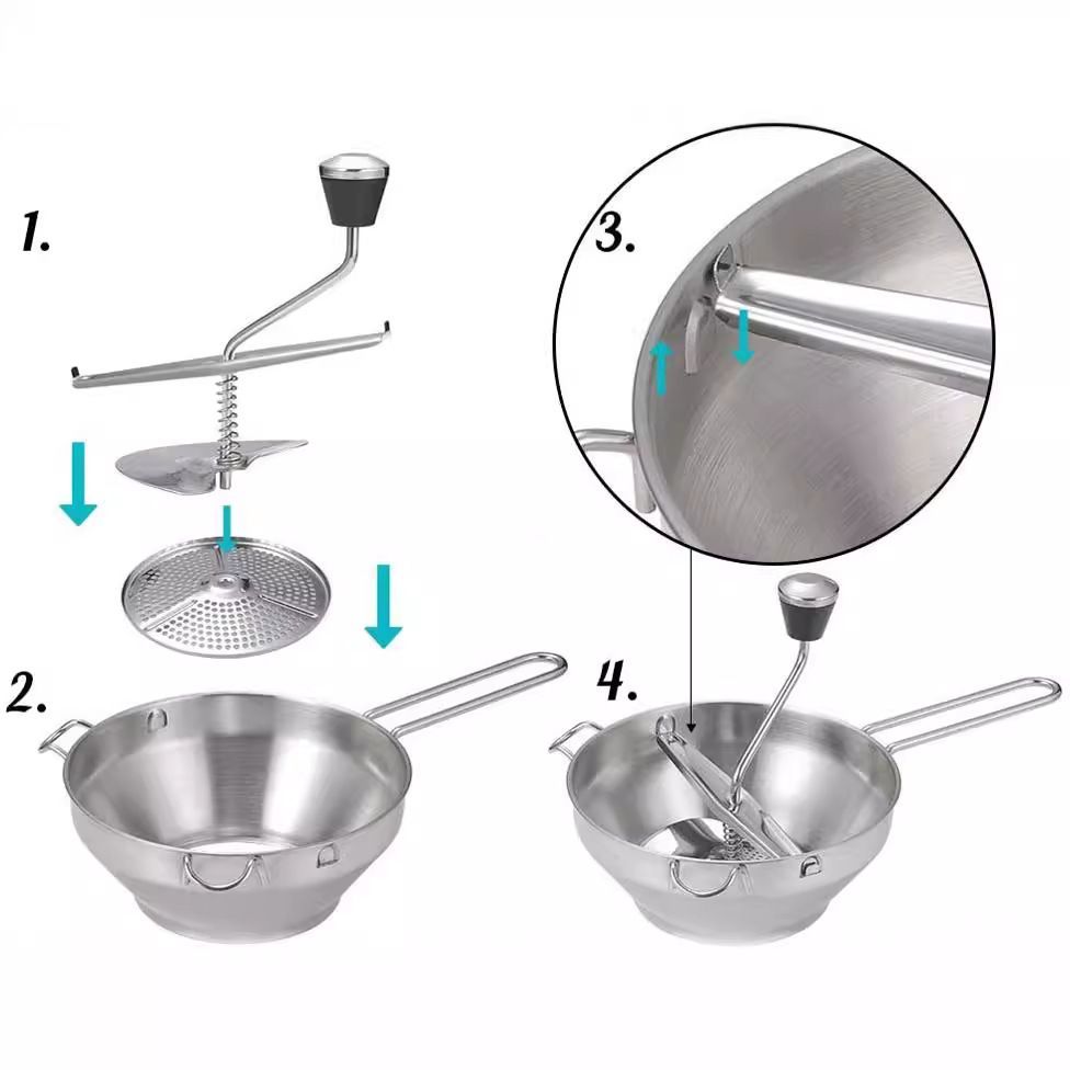 Stainless Steel Strainer Potato Press Strainer for Tomato Sauce Applesauce Puree