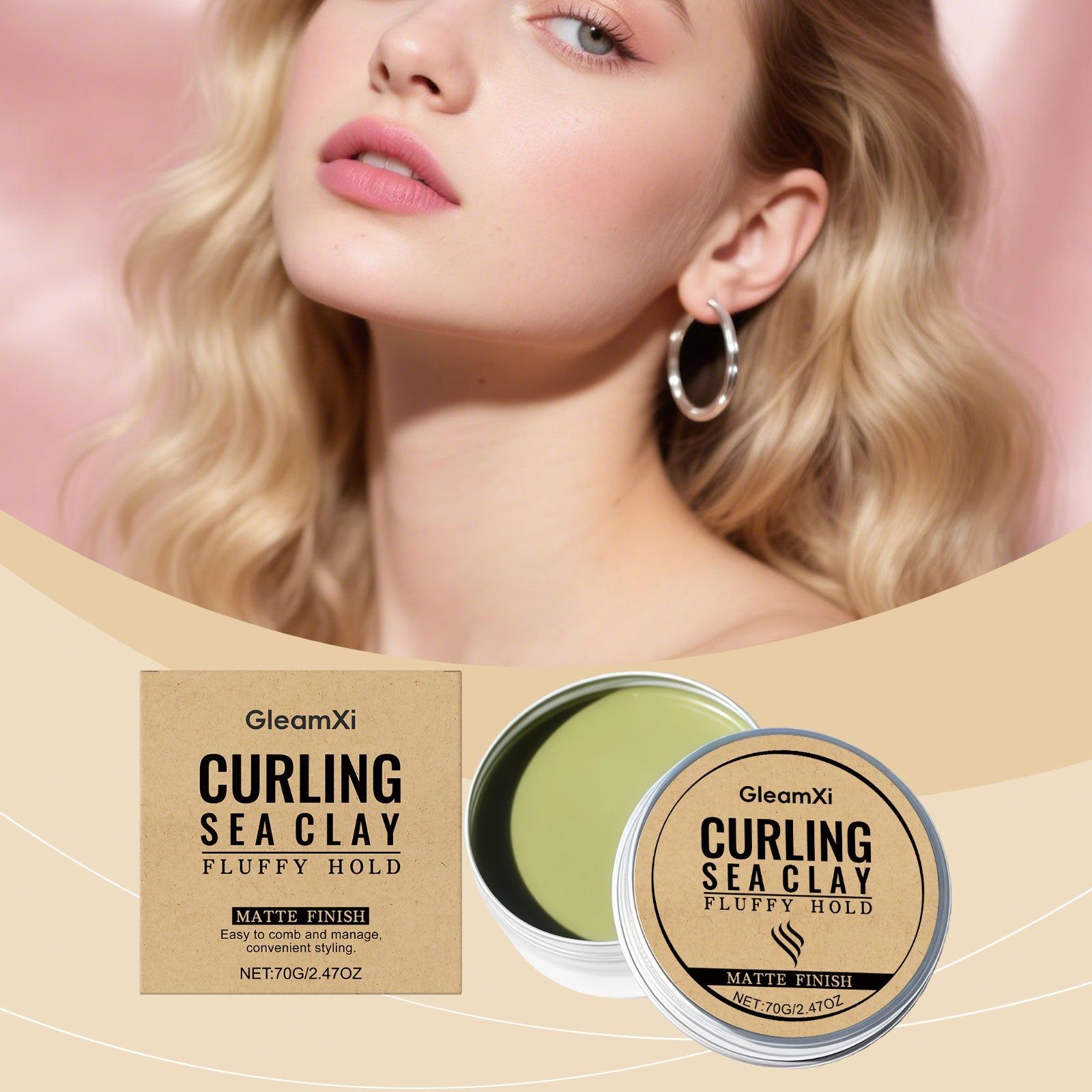 Curling Hair Styling Mud, Natural Fluffy Curly Hair, Daily Hair Care ,70g