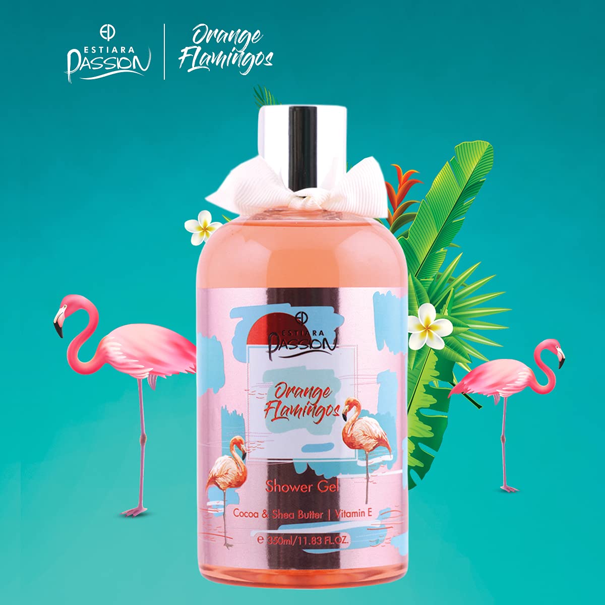 Estiara Passion Orange Flamingo Bath & Body 3 Piece Gift Set For Women (Body Lotion 350ml + Shower Gel 350ml + French Fragrance Mist 250ml)