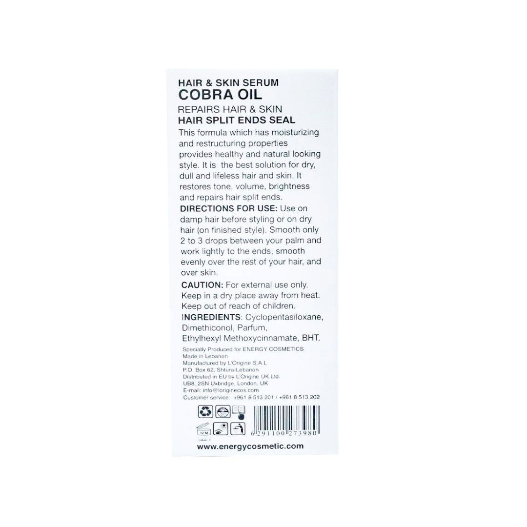 ENERGY Cosmetics Hair & Skin Serum, Cobra Oil, 30ml
