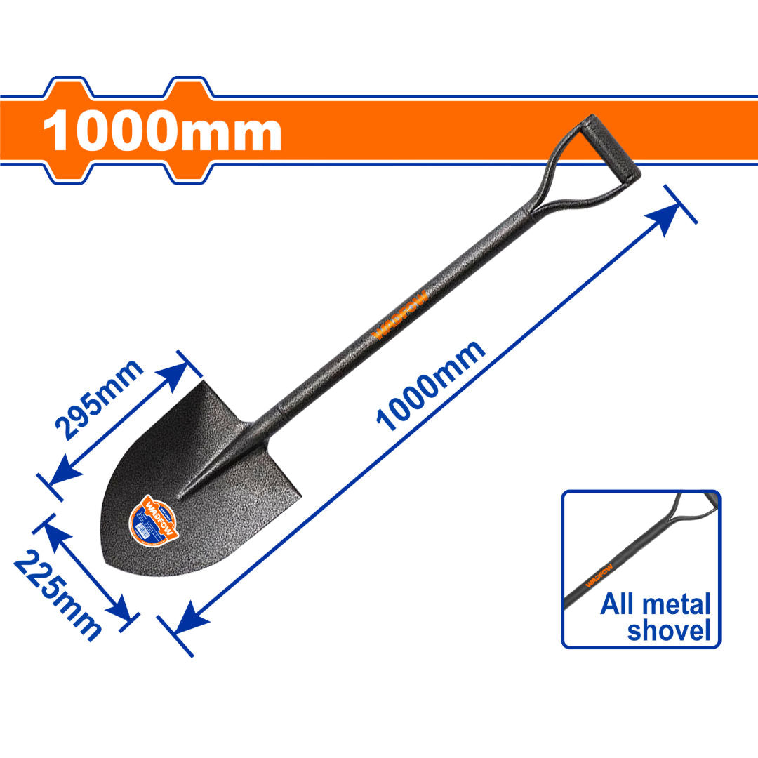 WADFOW Steel Shovel, All Metal, D-handle