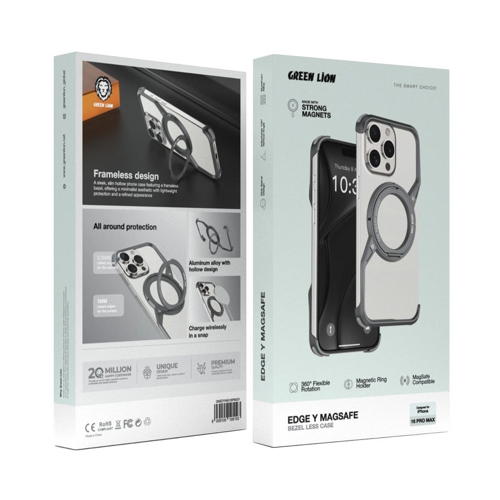 Green Lion Edge Y MagSafe Bezel Less Case for iPhone 16 Pro Max/Pro