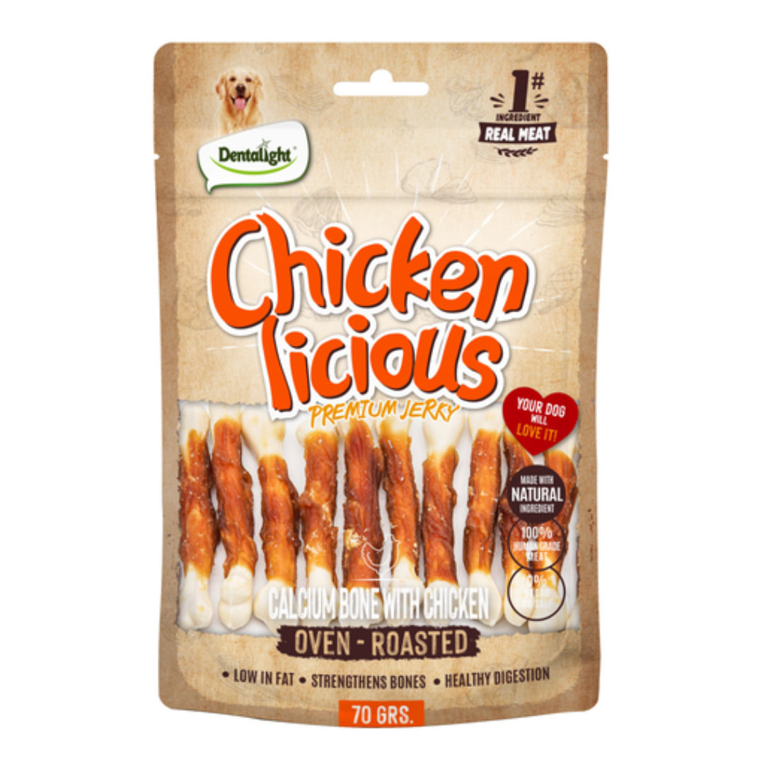 Dentalight Chicken Licious Jerky Treats For Dogs, 70gm