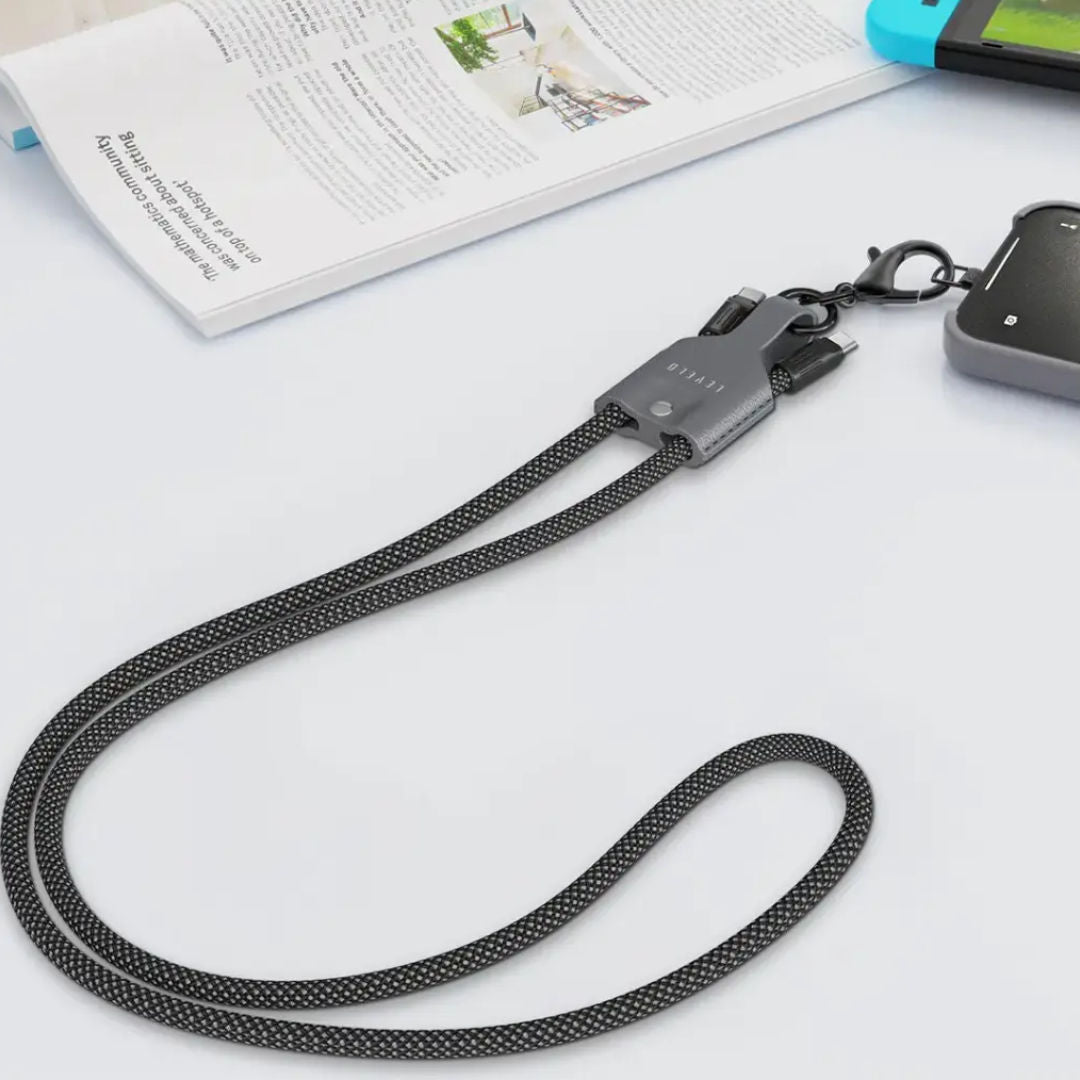 Levelo Tugo Type C to Type C 60W Lanyard Cable, Gray