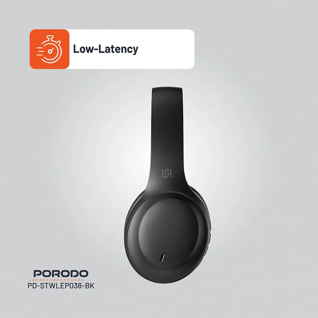 Porodo Soundtec Primo Wireless ENC Headphone , Black