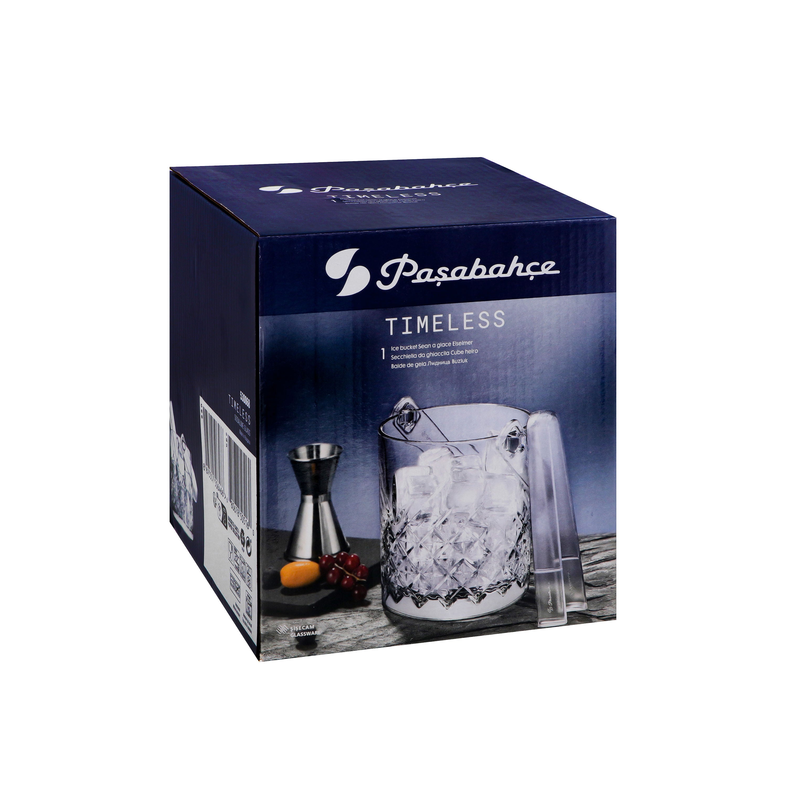 Pasabahce Timeless Ice Bucket With Tongs, 1 Litre