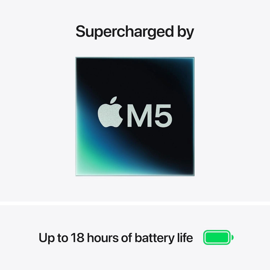 Apple MacBook Air 13-inch M5 Chip, 10 Core CPU, 8 Core GPU, 16GB RAM, 512GB SSD, Arabic Keyboard, MDHE4AB/A, Midnight