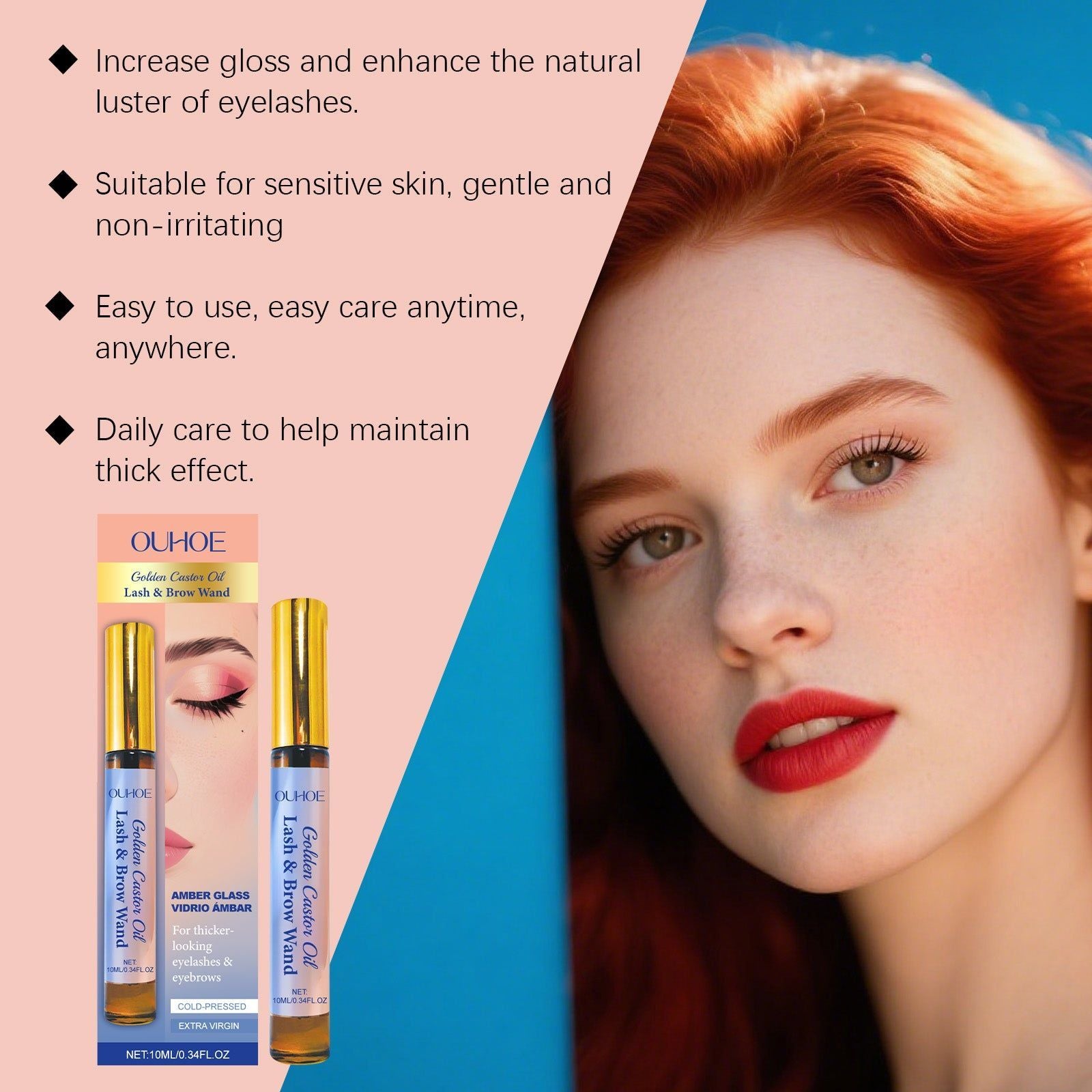 Boost Eyelash Growth, Natural Castor Oil for Eyebrows, Thickening & Moisturizing ,10ml/box