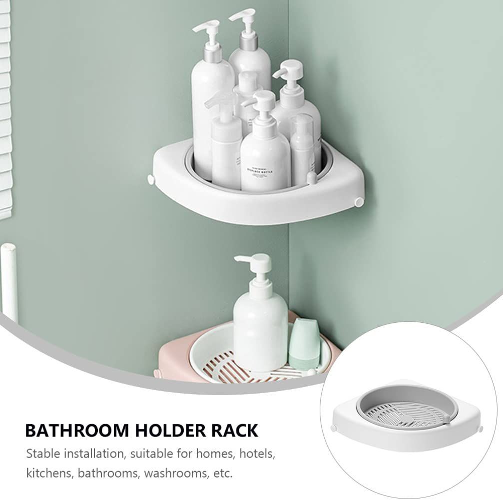 Corner Shower Caddy Rotating Bathroom Storage Shelf Wall Mounted Triangular Rack