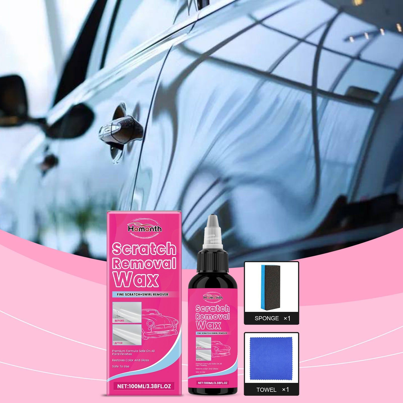 Car Scratch Repair Kit, Fast Paint Touch Up, Car Coating Maintenance, Restore Shine ,1set
