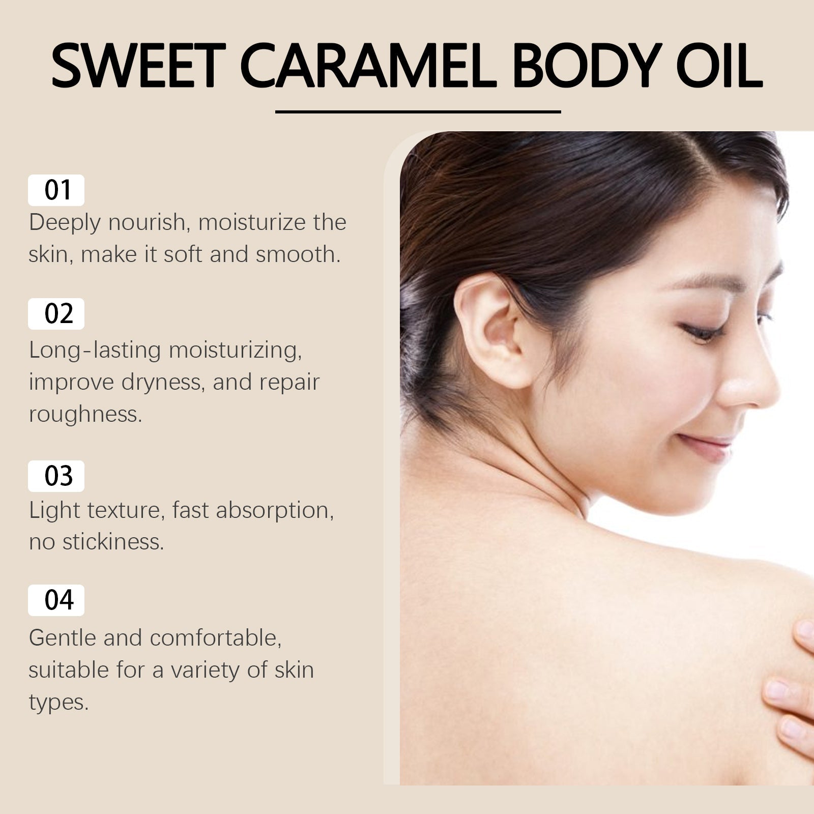 Caramel Body Care Oil, Deep Moisturizer for Soft, Smooth Skin ,118ml