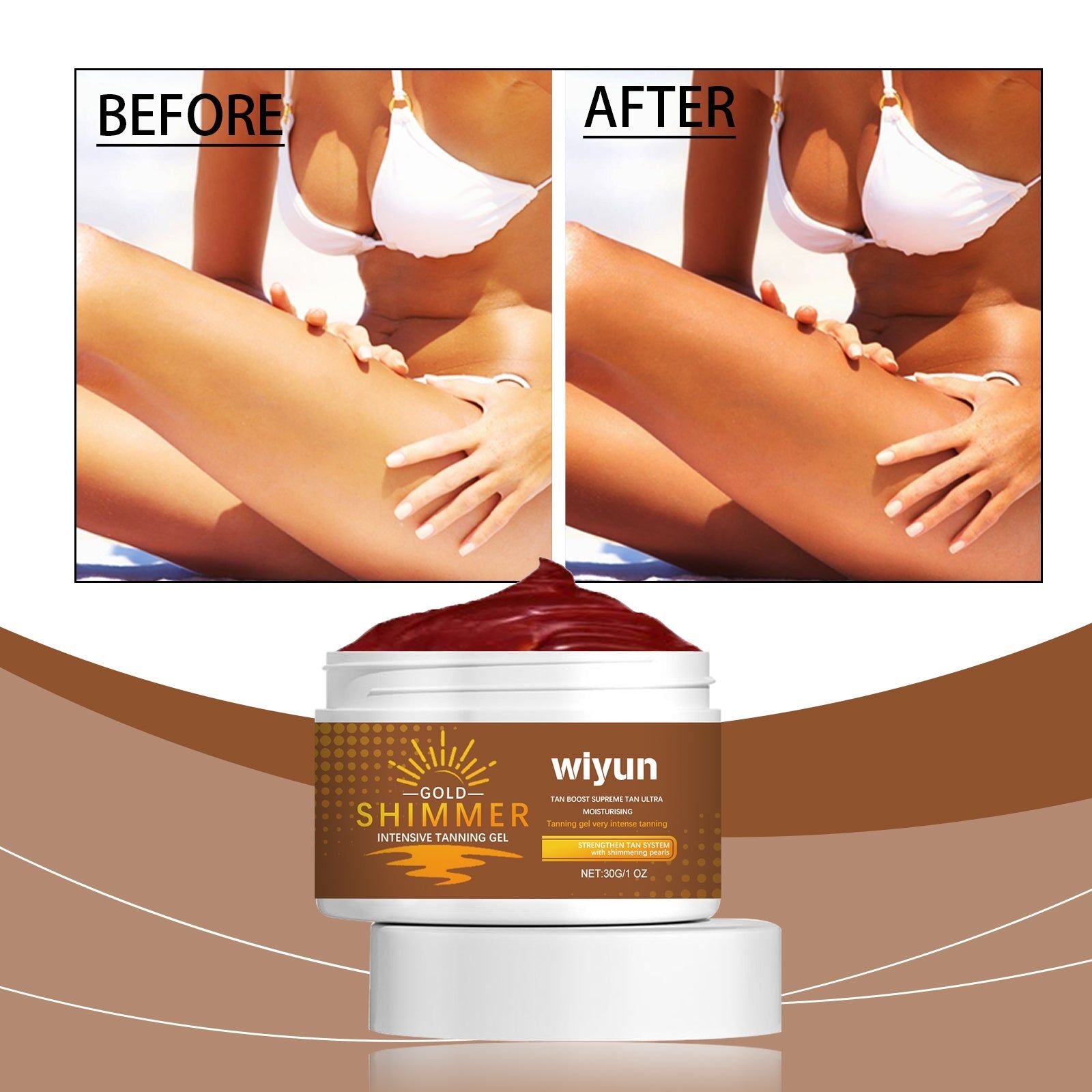 Black Repair Gel, Brighten Skin, Even Skin Tone, Summer Tanning, Natural Shine ,30g