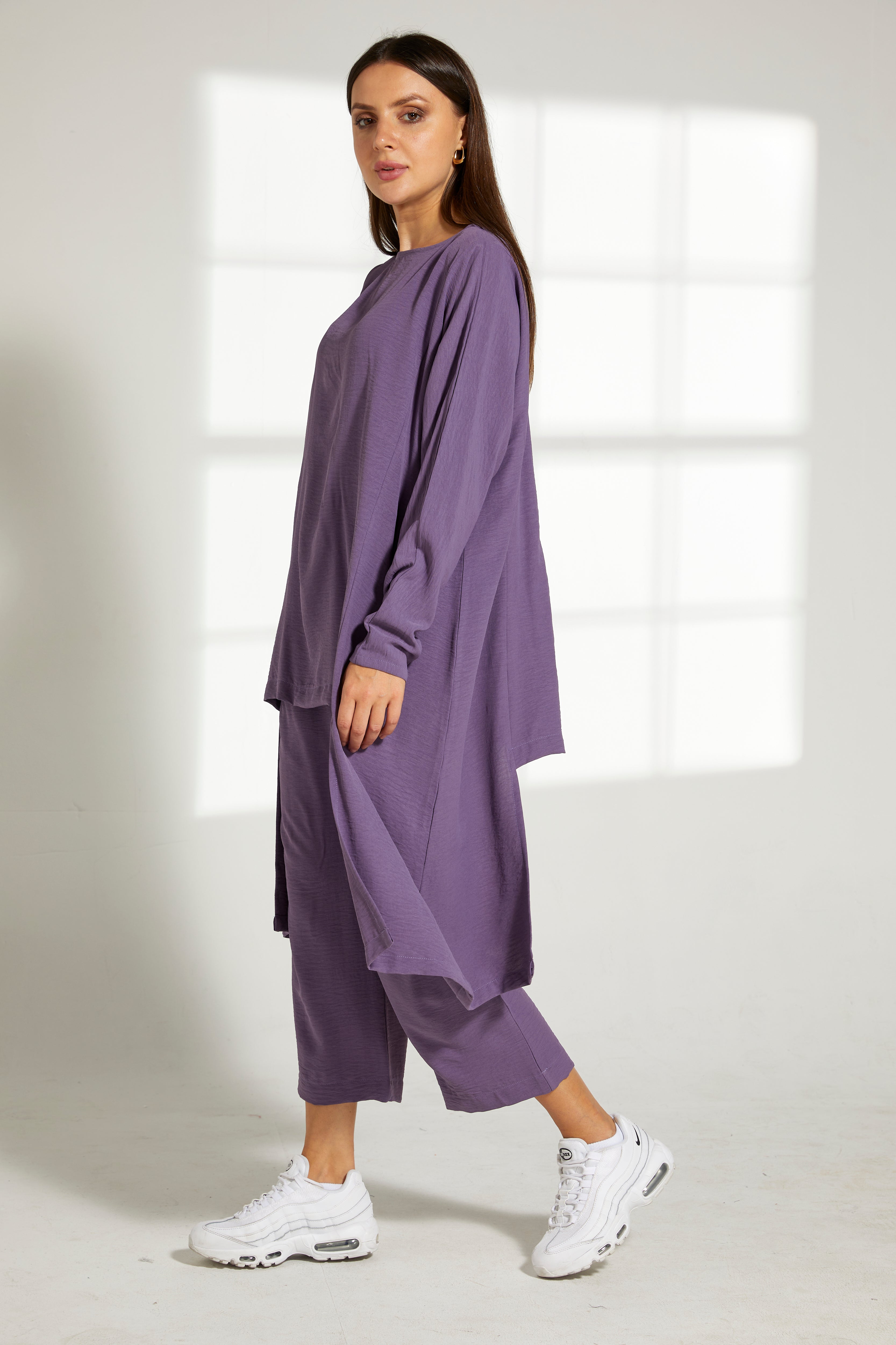 MOiSTREET Purple CEY Fabric Top and Pants Set