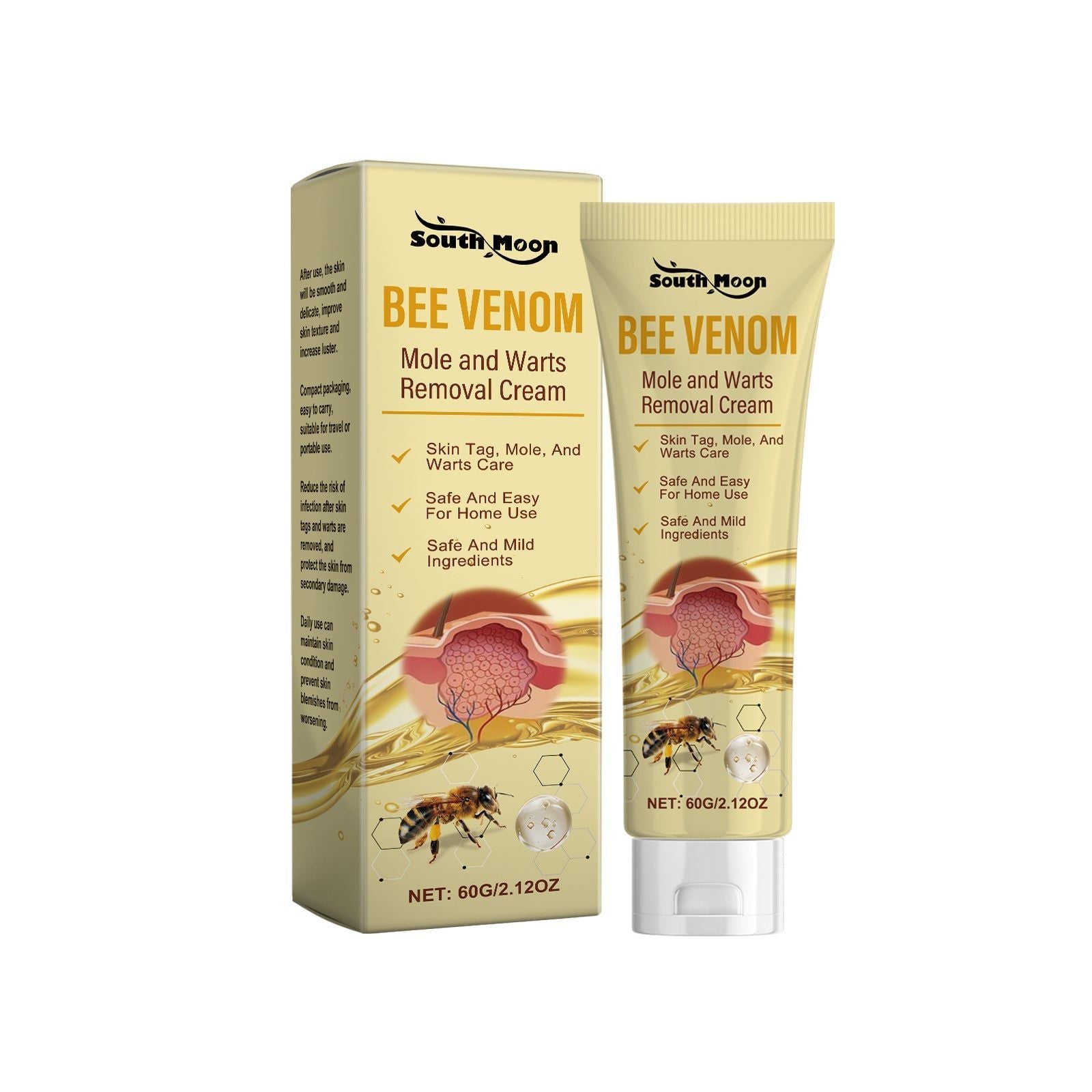Bee Venom Skin Care Cream, Natural Wart Remover, Moisturizes and Soothes Skin ,60g