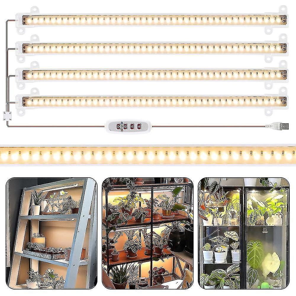 Led Grow Lights Strips For Indoor Plants, Sunlight Full Spectrum 42-288 Leds Plant Lamp With Auto Timer For Shelves Hydroponics Succulent