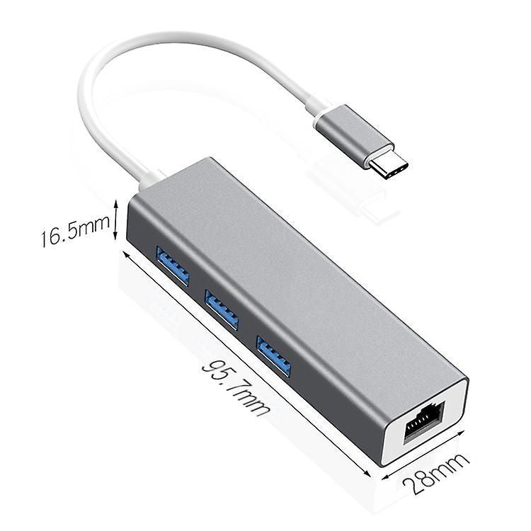 Type-C To Rj45 + 3Usb 3.0 Hub Adapter – Fast Network & Data