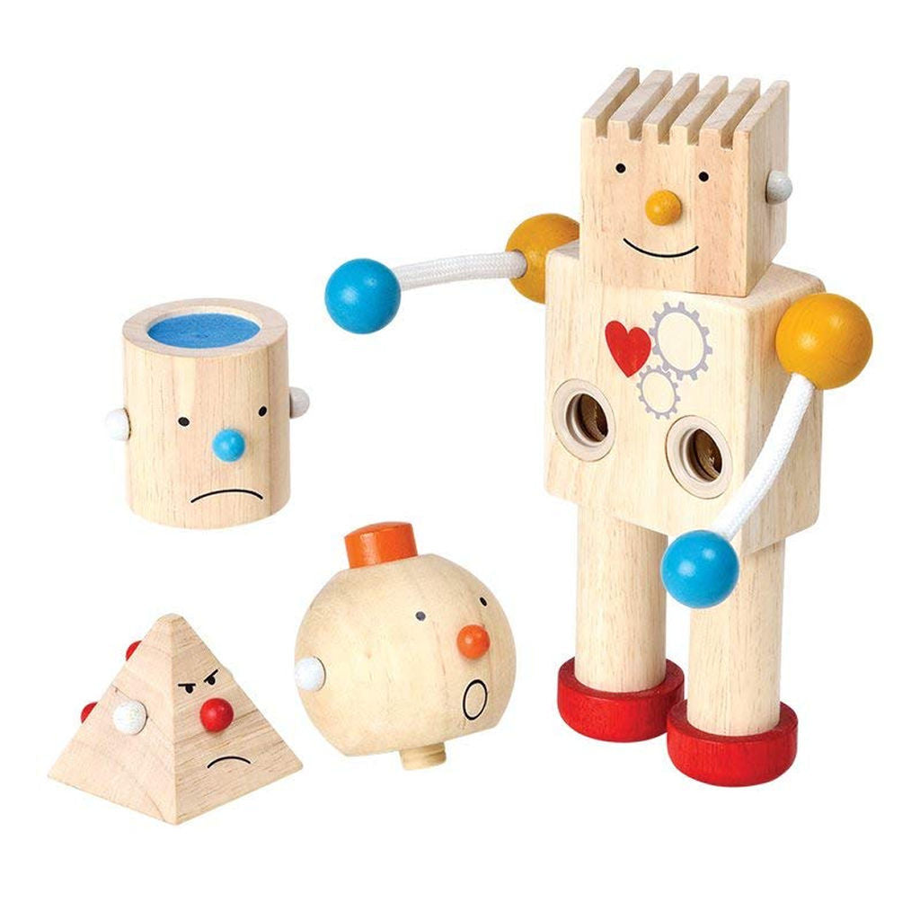 PlanToys Build-A-Robot — لعبة بناء روبوت خشبية