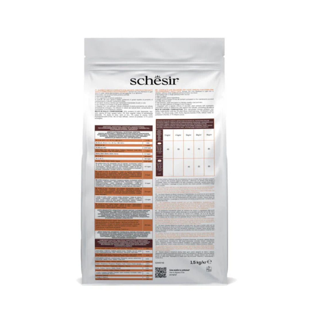 Schesir Cat Dry Food-Sterilized & Light, 1.5kg