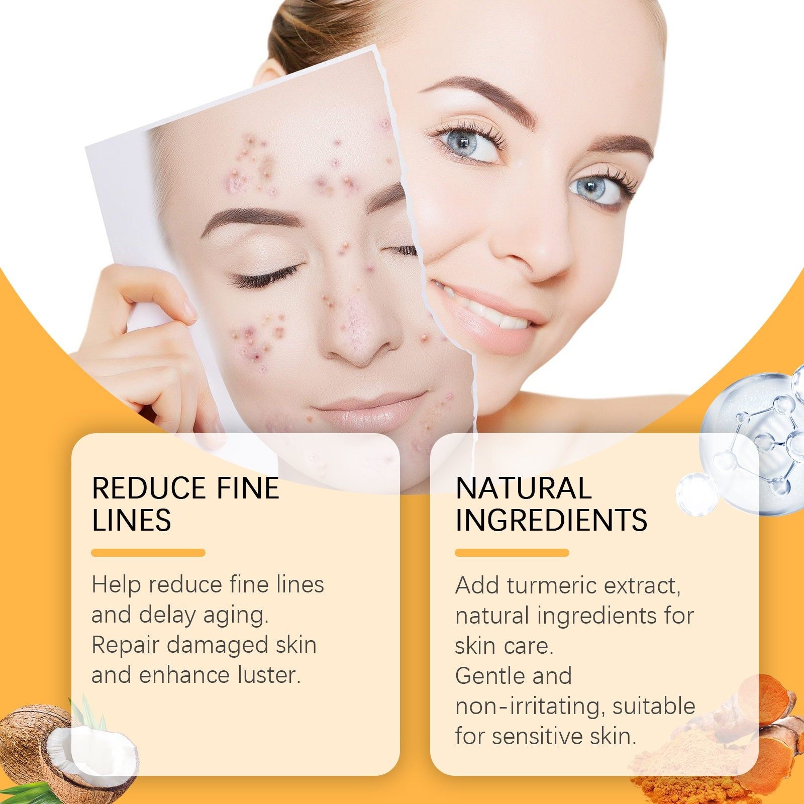 Turmeric Facial Oil, Hydrating Moisturizer, Anti-Aging, Sensitive Skin Care ,30ml