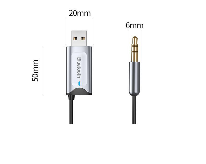 Bluetooth Aux Adapter USB To 3.5mm Jack Car Wireless Audio Receiver With Mic