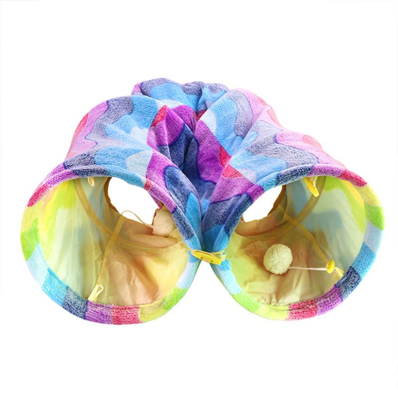 Cat Toys Collapsible Plush Tunnel Pet Scratch Resistant Foldable Play Tube Toy