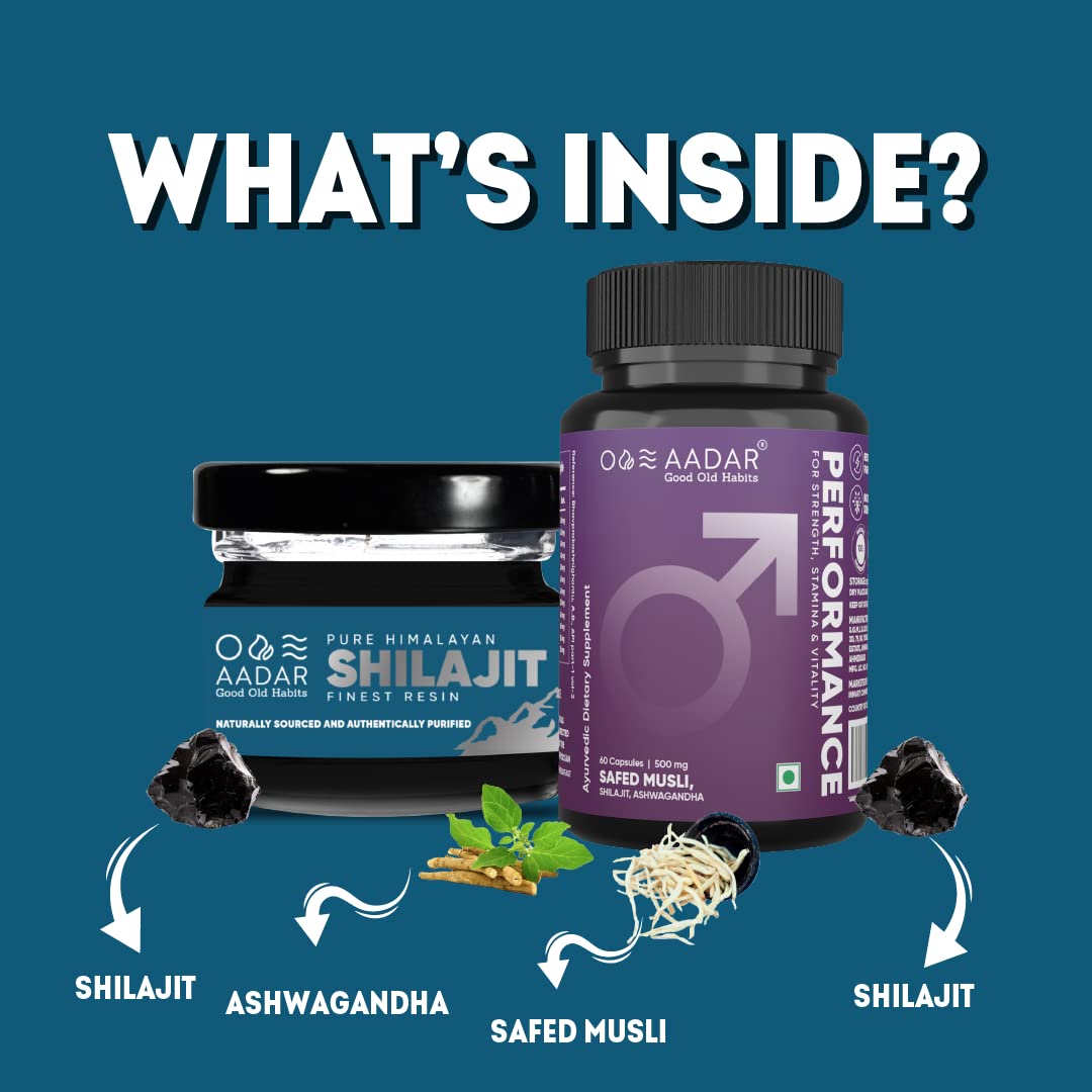AADAR Performance Capsule & shilajit Resin combo pack