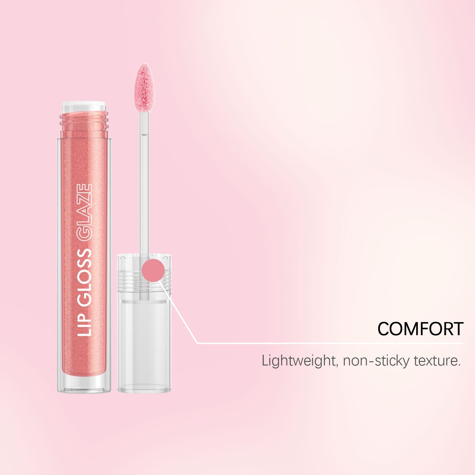 Pink Moisturizing Lip Gloss, Plumping Sparkling Lip Shine, Hydrating Lip Makeup ,3g