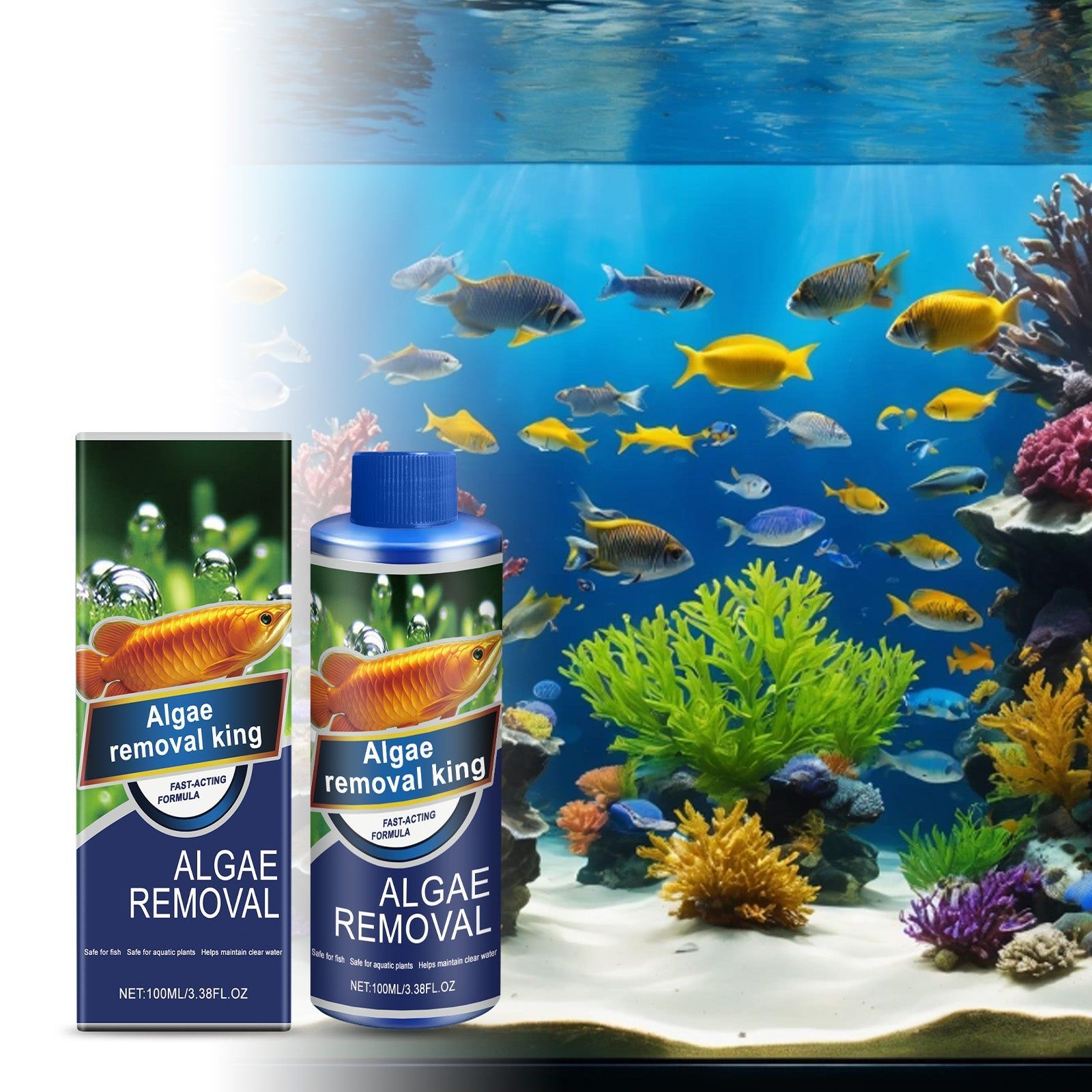 Clean Aquarium Water, Algae & Fish Tank Stains, Eco-Friendly Fish Safe Purifier ,100ml