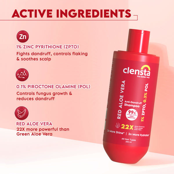 Clensta Red Aloe Vera Anti-Dandruff Shampoo (250ml)