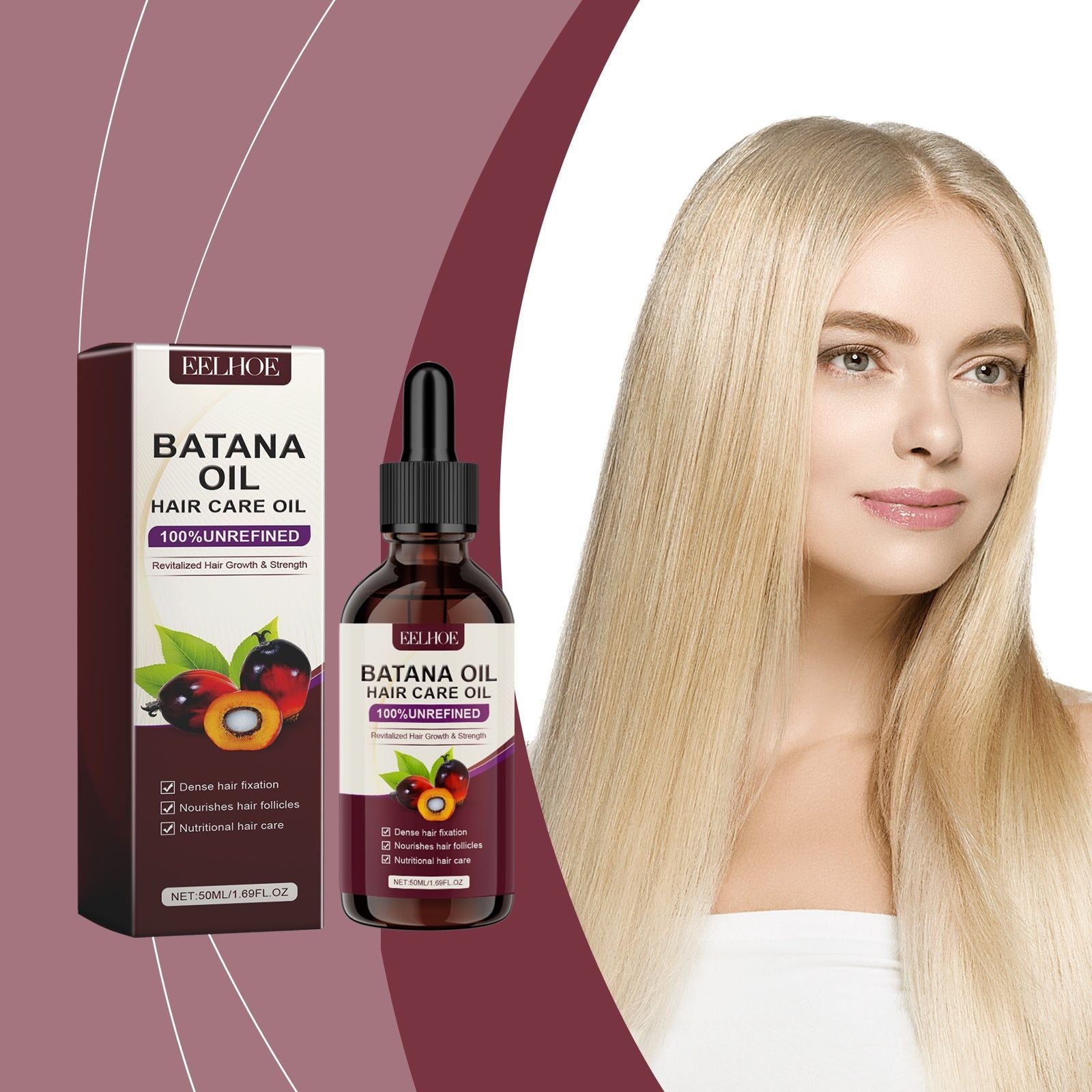 Batana Oil for Stronger Hair, Volumizing, Nourishing, Deep Repair, Natural Hair Growth ,50ml