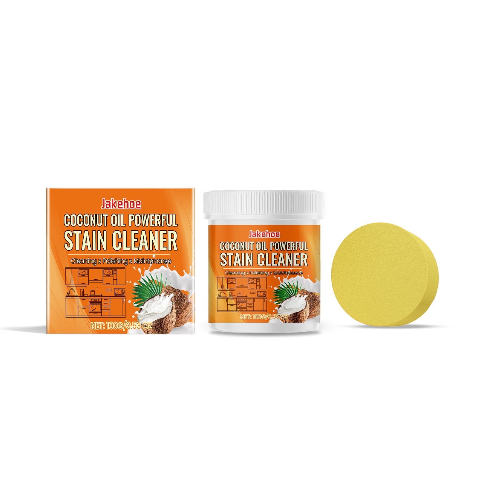 Coconut Oil Household Cleaning Paste, Multi-Purpose Stain Remover, Eco-Friendly Surface Cleaner ,1 set