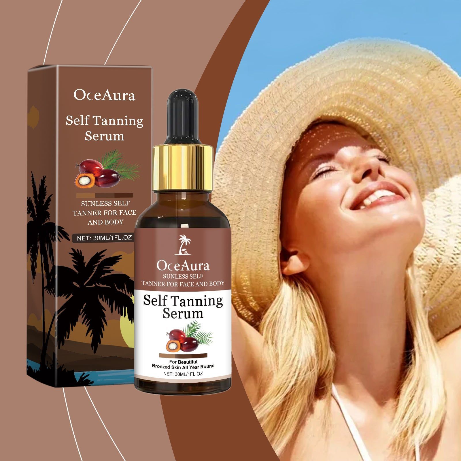 Black Aid Series Brightening Tanning Essence, Natural Sunless Glow, Moisturizing Black Serum ,30ml