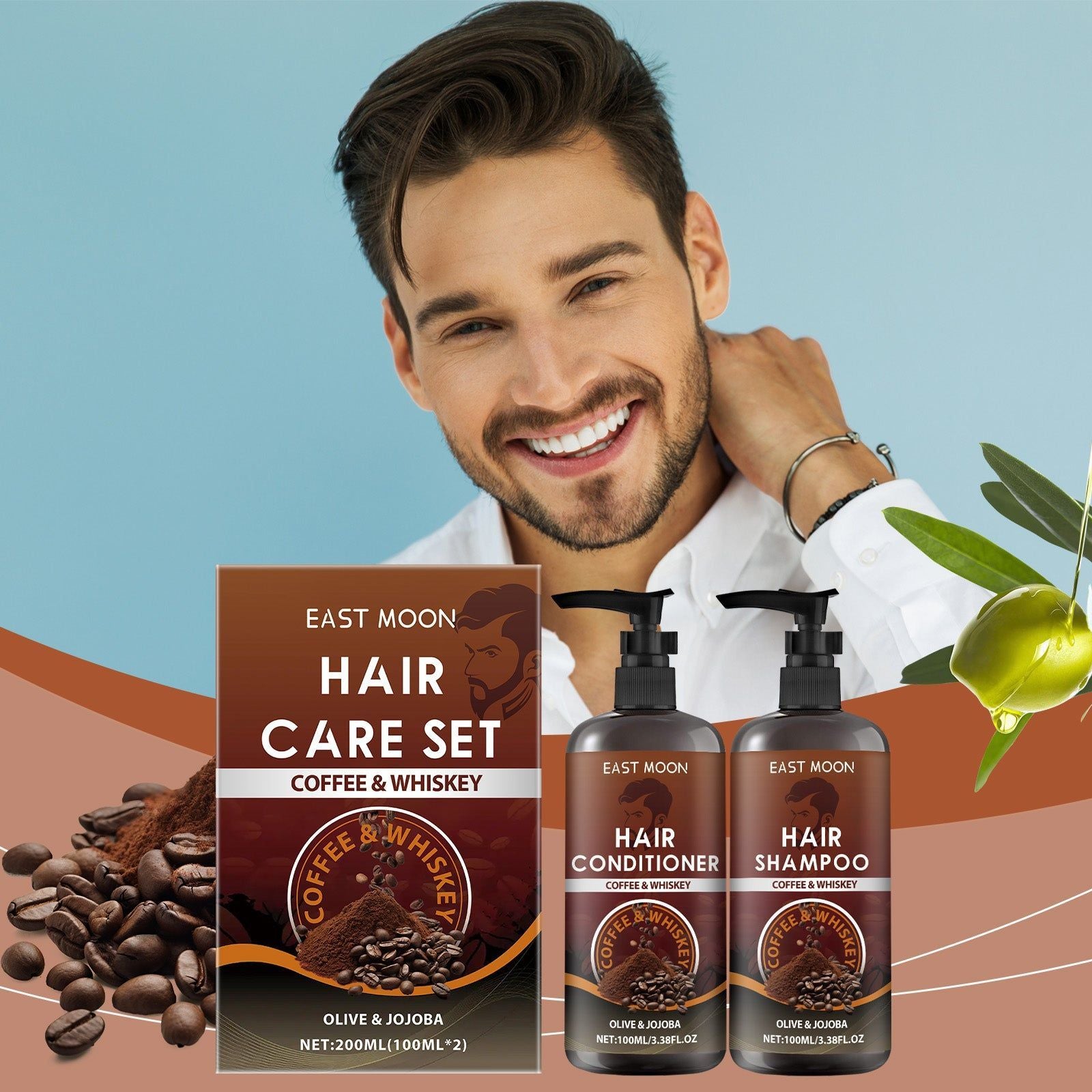 Coffee Whiskey Shampoo Set, Deep Nourishment for Dry, Smooth Hair ,200ml