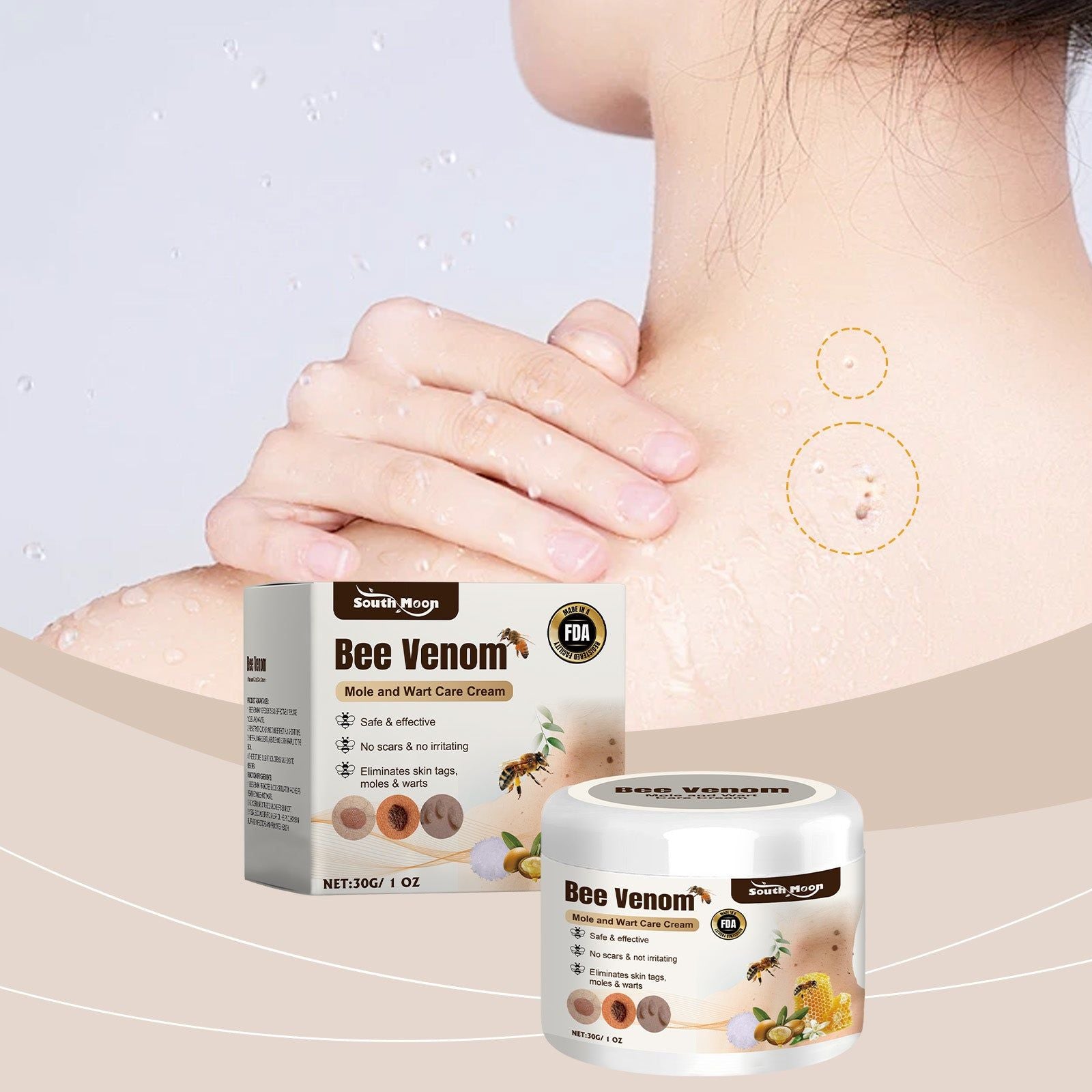Bee Venom Skin Cream for Repair, Smooth Skin, Blemish & Wart Removal, Natural Care ,30g