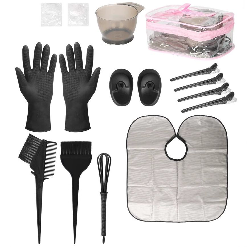 14Pcs Hair Dye Kit with Bowl, Brush, Cape & Gloves