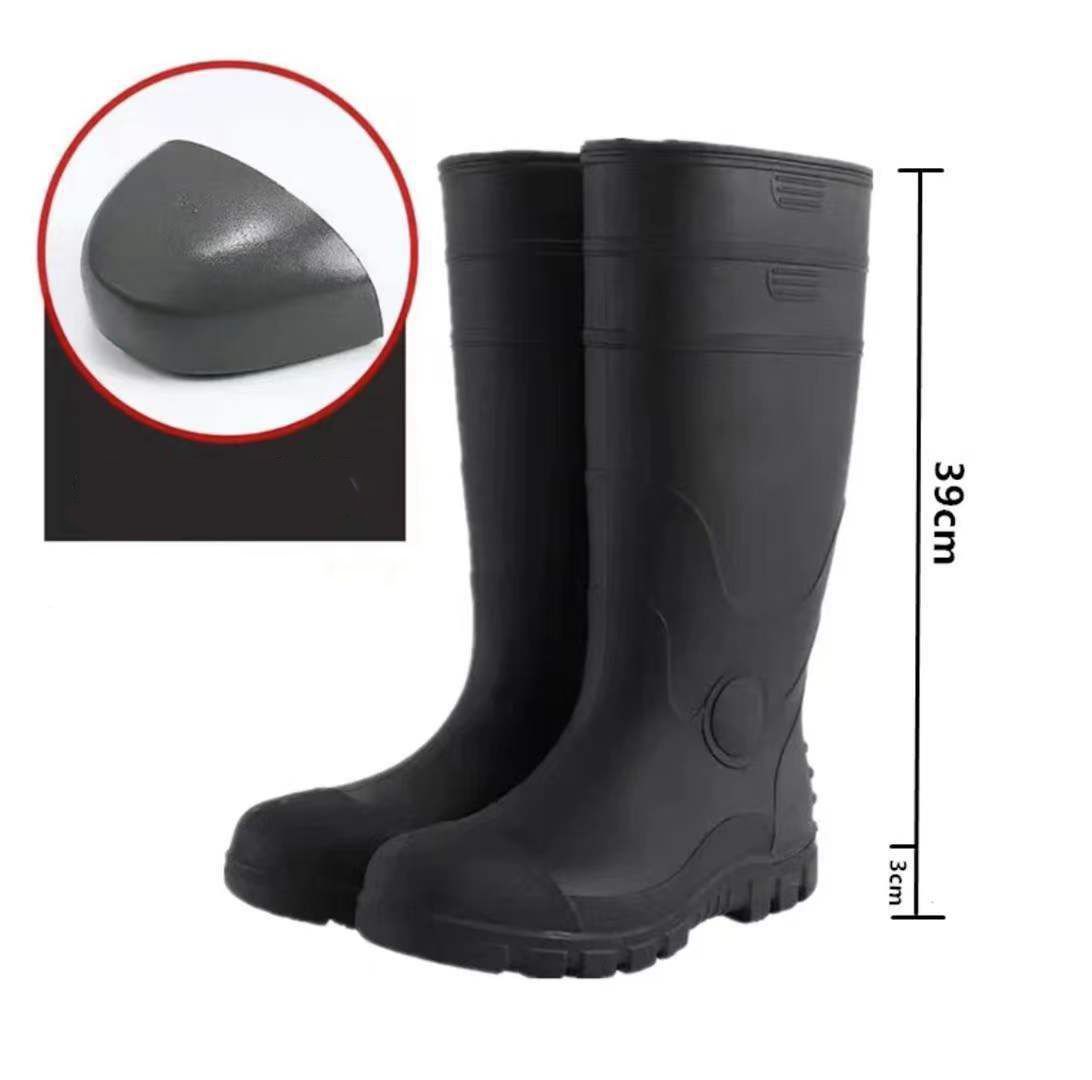 Mens Steel Toe Workboots Anti Smashing Anti Stab Safety Protecting Rain Boots