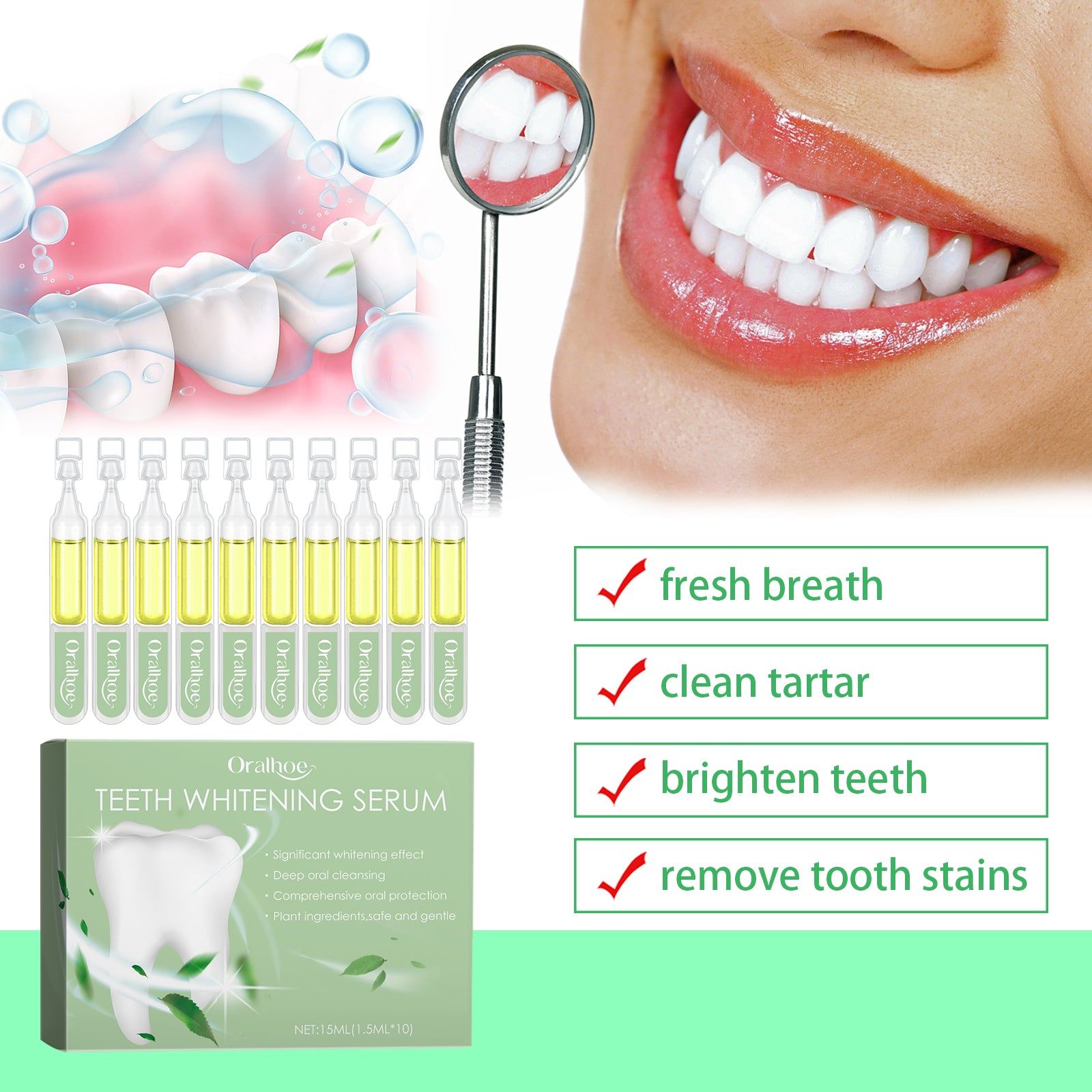 Brighten Your Smile with Teeth Whitening Serum, Remove Stains, Fresh Breath ,1.5ml*10pcs
