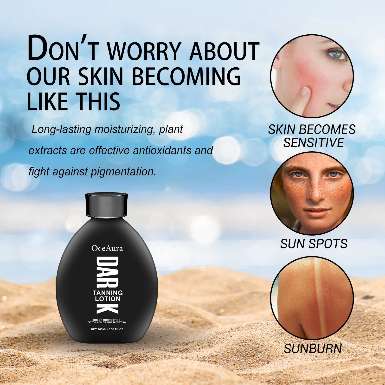 Dark Tanning Lotion, Promotes Blackening, Long-Lasting Moisturizer, Even Skin Tone ,100ml