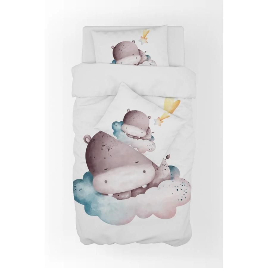 Baby Hippo Printed Duvet Cover Set For Baby
