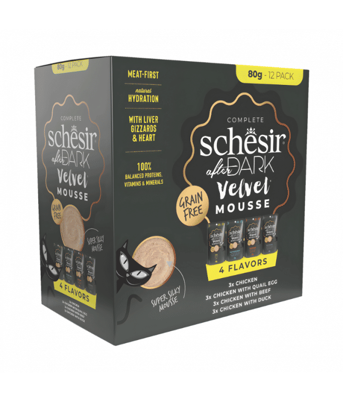 Schesir After Dark Velvet Mousse In Broth Variety Pack For Cats (12x80g)