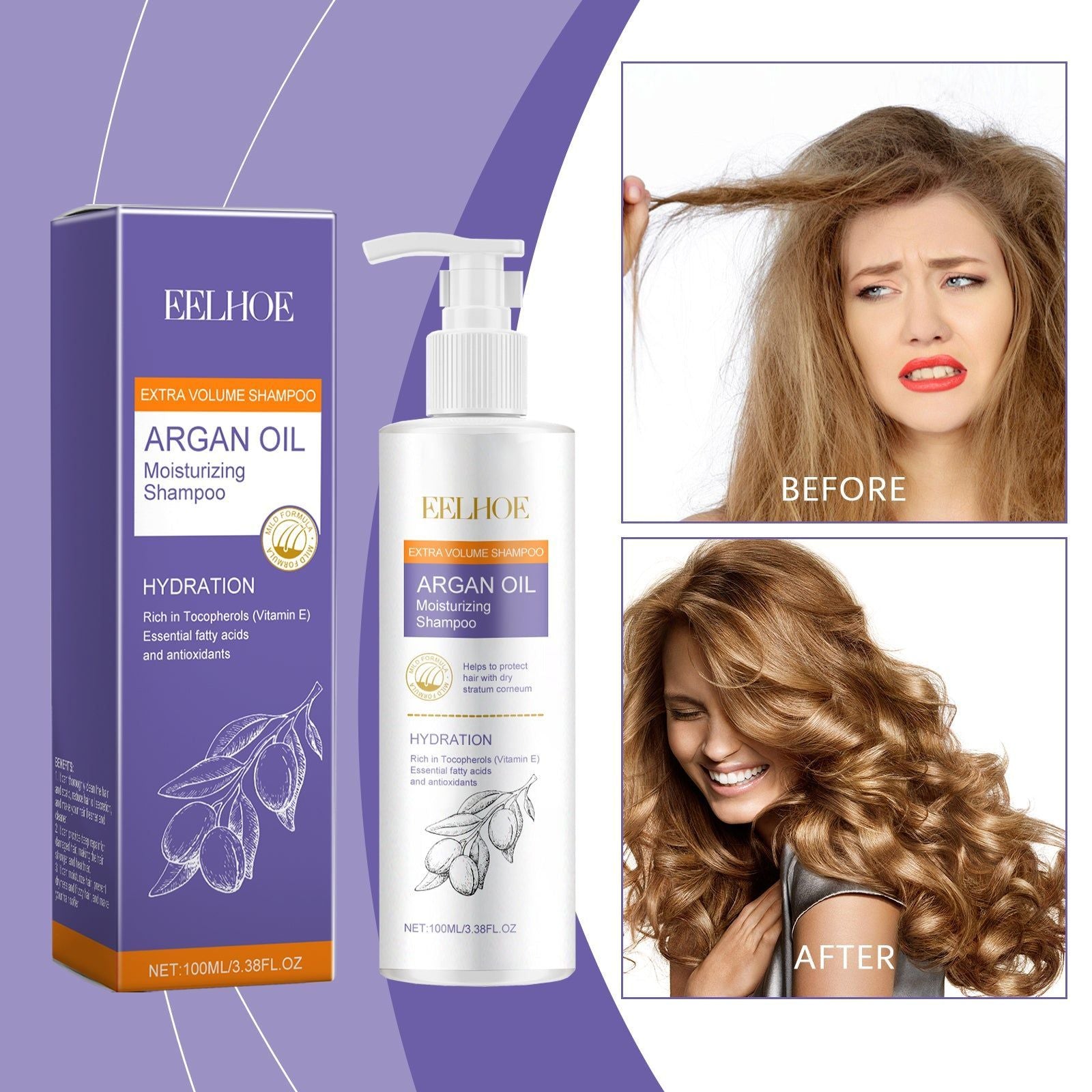 Argan Oil Volumizing Shampoo for Scalp Cleansing, Nourishing, Fluffy, Shiny Hair ,100ml