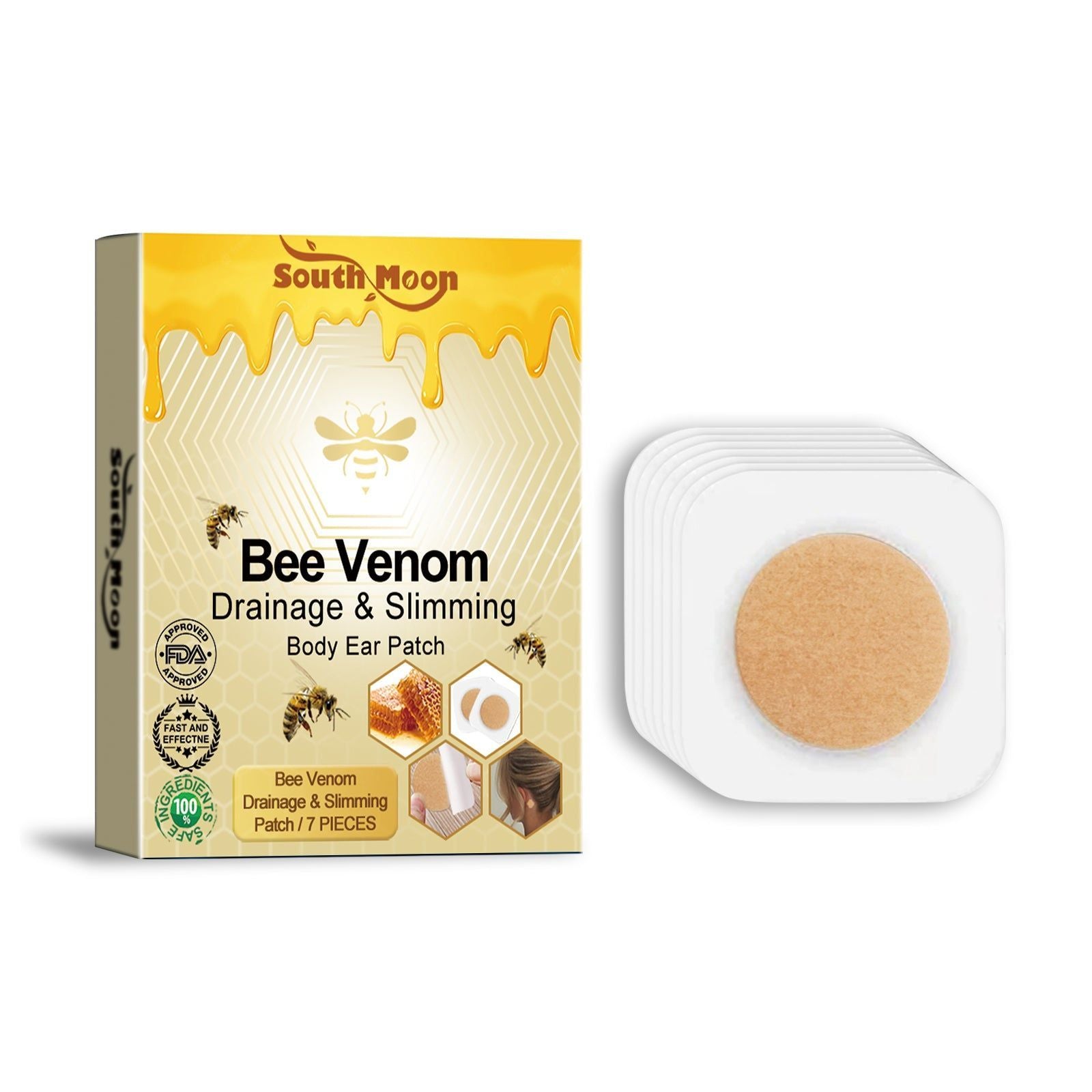 Bee Venom Ear Patch for Bodybuilding, Slimming, and Fat Loss, Boost Metabolism ,7pieces