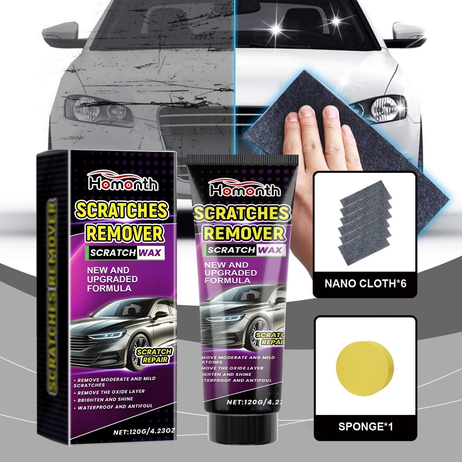 Car Scratch Repair Kit, Nano Technology, Easy Fix for Small Scratches, Car Paint & Headlights ,1set