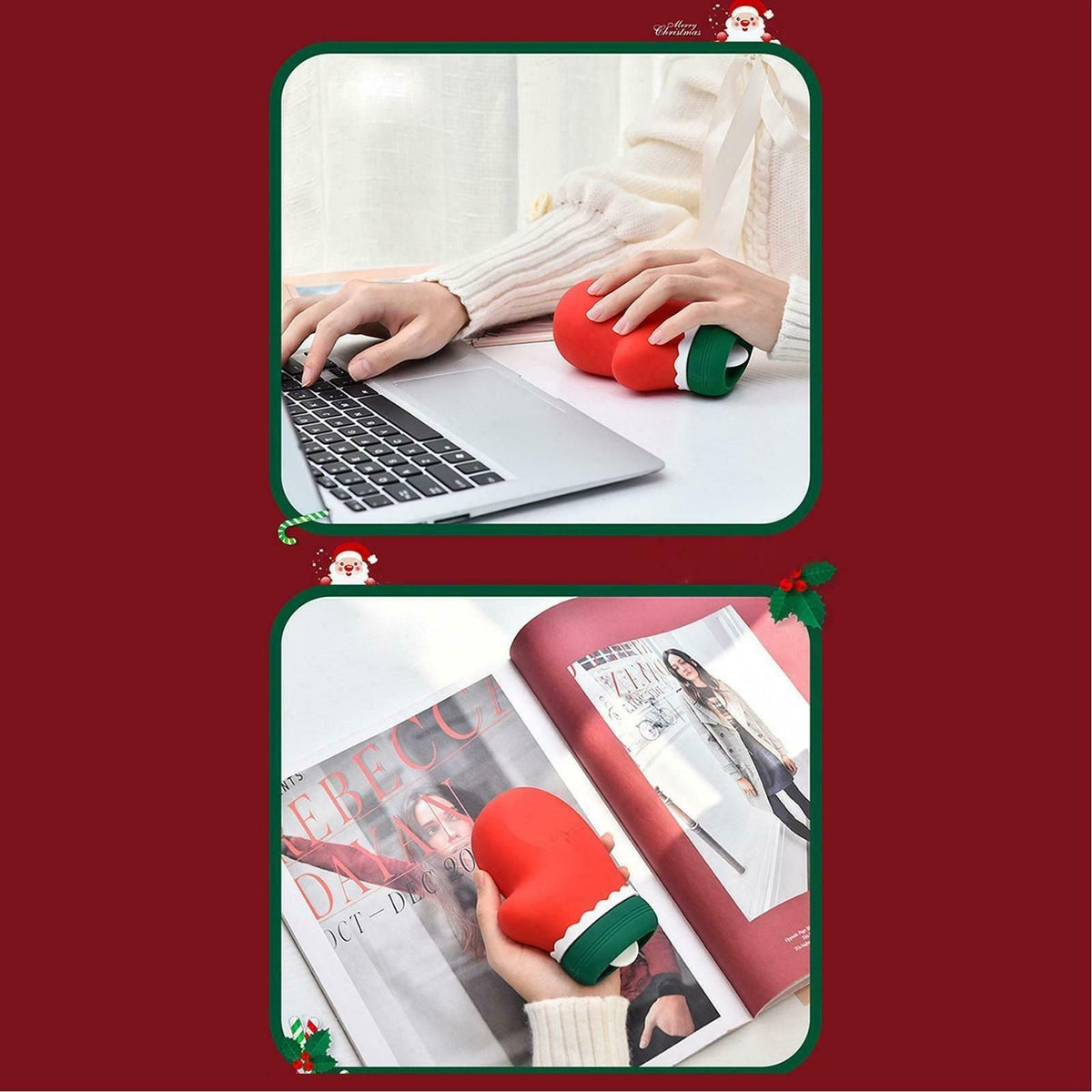 Christmas Hot Water Bottle Water Injection Hand Warmer Winter Silicone Warm Bag