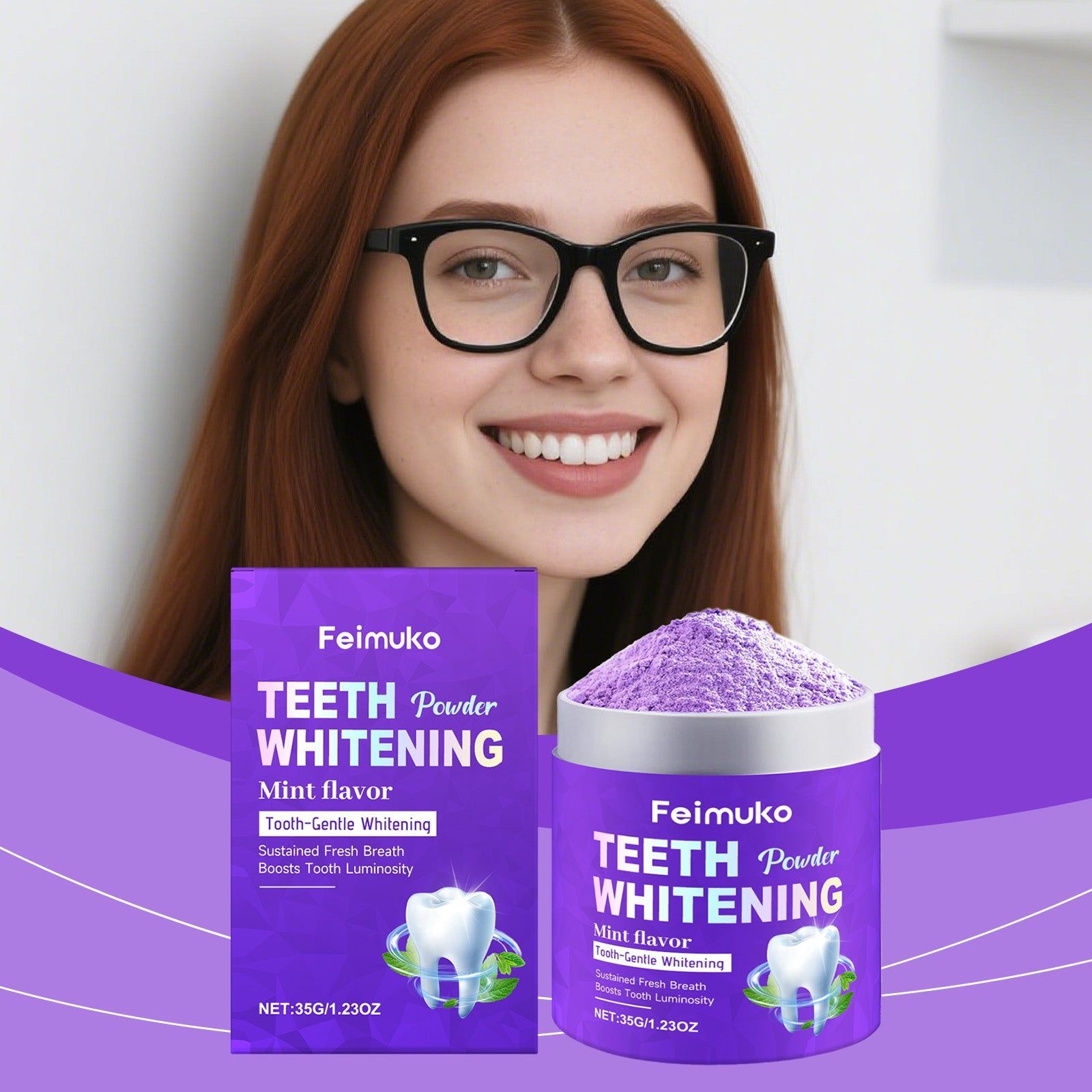Brightening Dental Care Tooth Powder, Fresh Breath, Gentle, Portable, Stain Remover ,35g